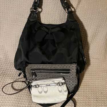 Lot Of 3 Coach Black Large Hobo Satchel Medium Si… - image 1