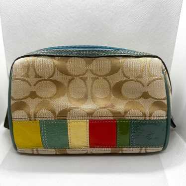 Vintage Coach Small Cosmetic Case Signature Jacqu… - image 1