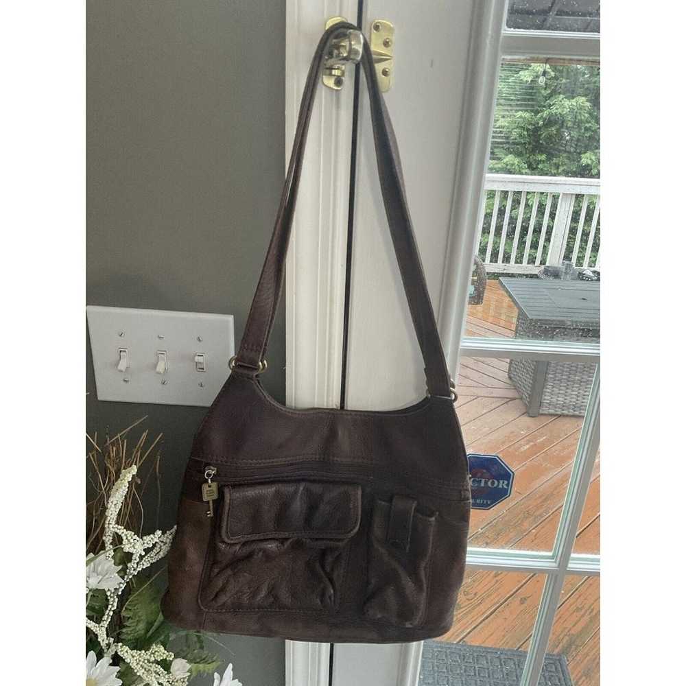 Vintage Fossil  Brown Leather Handbag - image 1