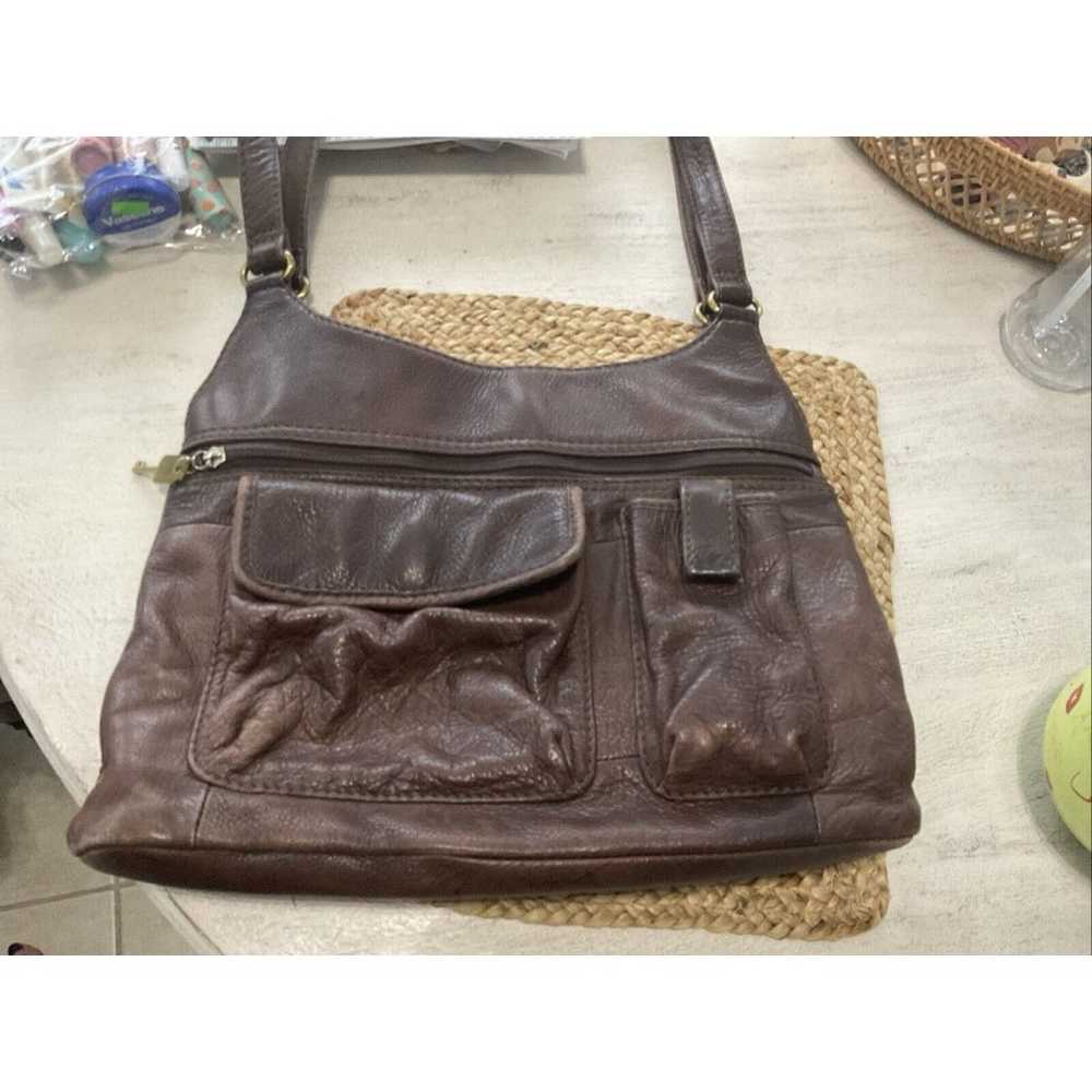 Vintage Fossil  Brown Leather Handbag - image 3