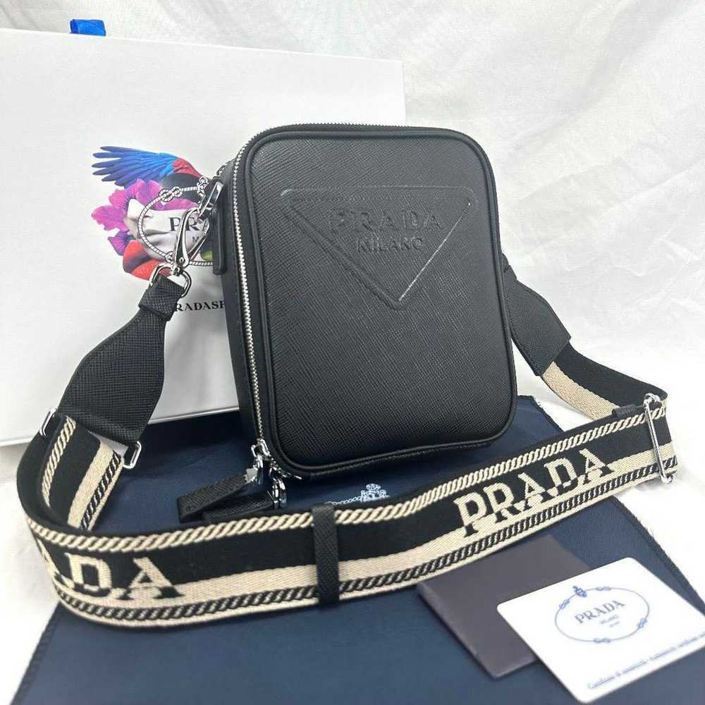 【Excellent Condition】PRADA Triangle Logo Leather … - image 1