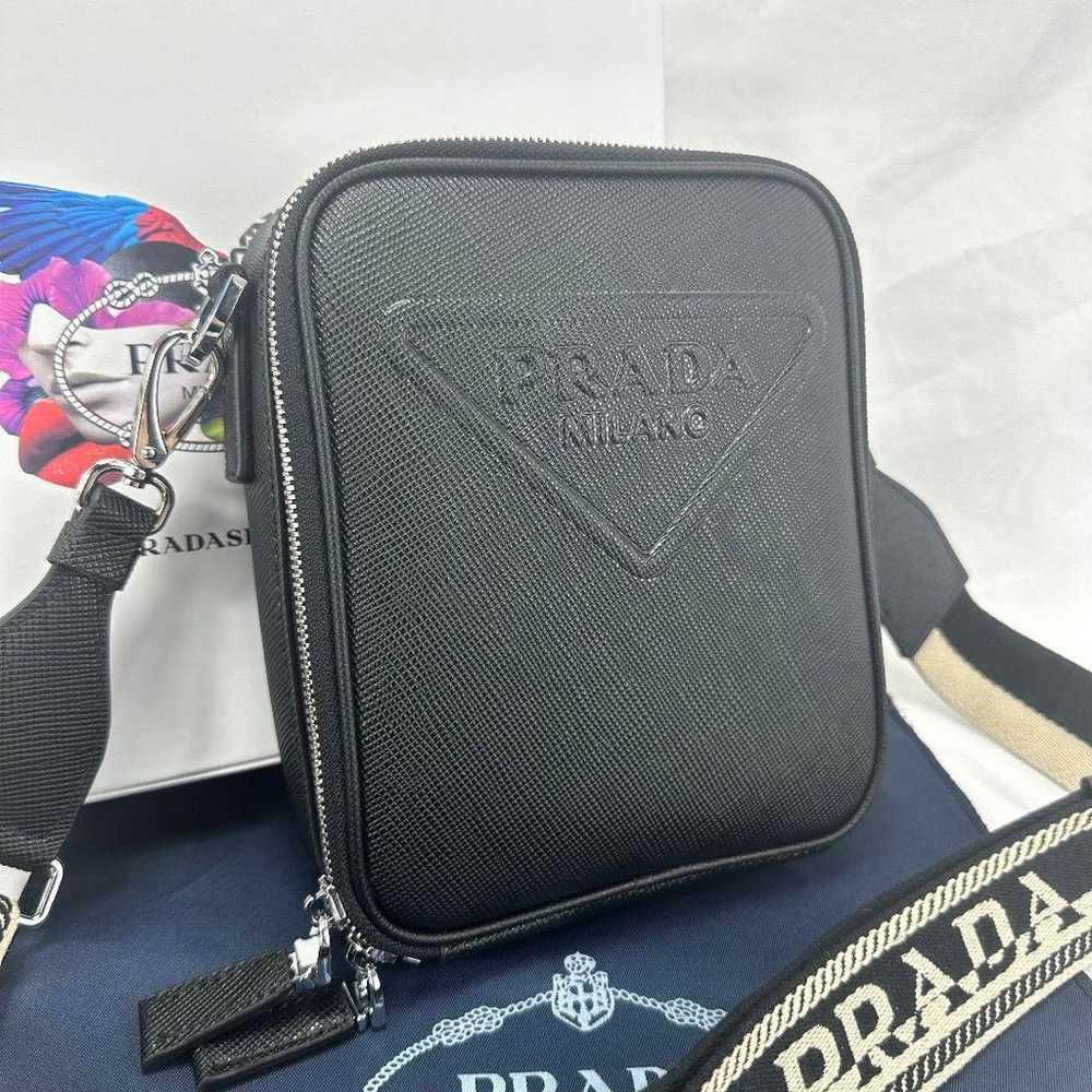 【Excellent Condition】PRADA Triangle Logo Leather … - image 2