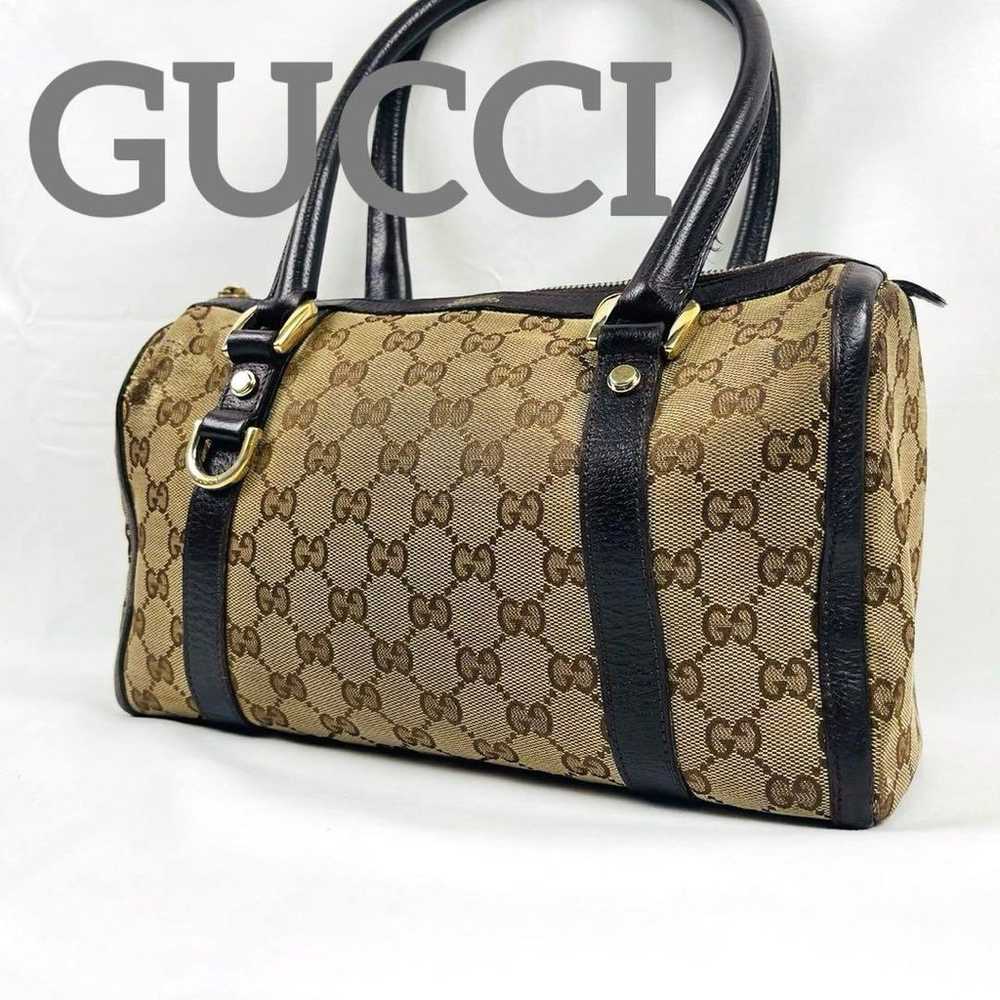 Gucci Mini Boston Bag GG Canvas Abby Leather Inte… - image 1