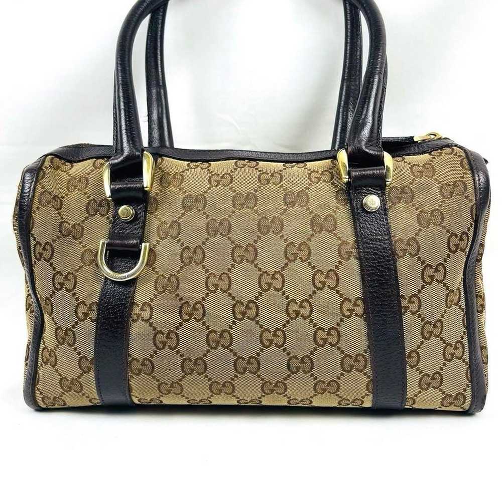 Gucci Mini Boston Bag GG Canvas Abby Leather Inte… - image 3