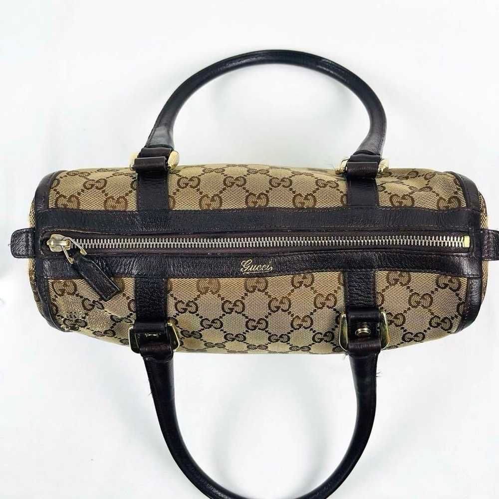 Gucci Mini Boston Bag GG Canvas Abby Leather Inte… - image 6