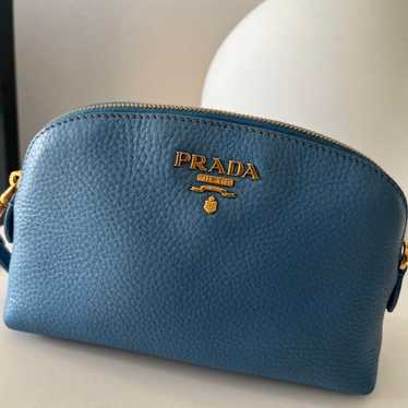 【Excellent Condition】PRADA Leather Pouch Blue