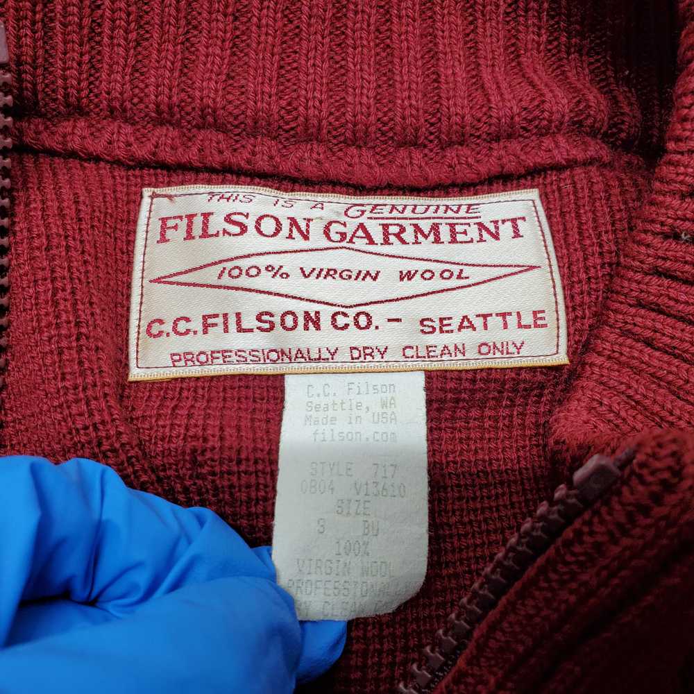 Women's Filson Maroon 100% Virgin Wool Full-Zip S… - image 3