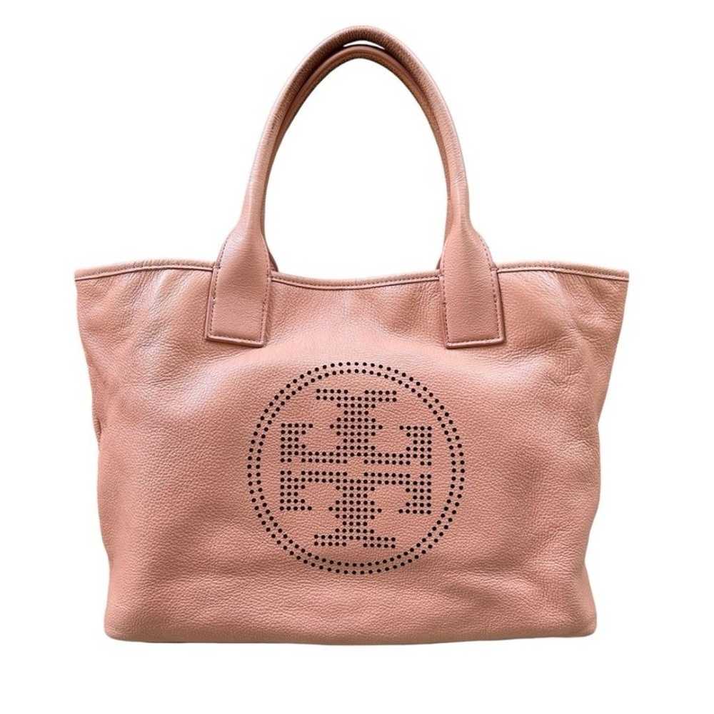 EUC Tory Burch Perforated Logo Classic Beige Leat… - image 3