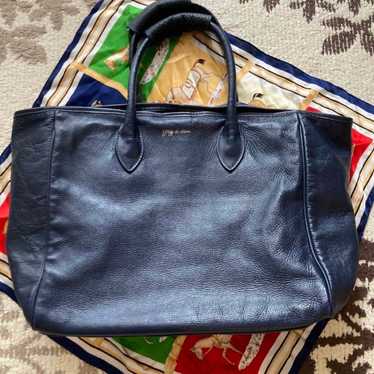 Plage de Charme Navy Leather Tote Bag