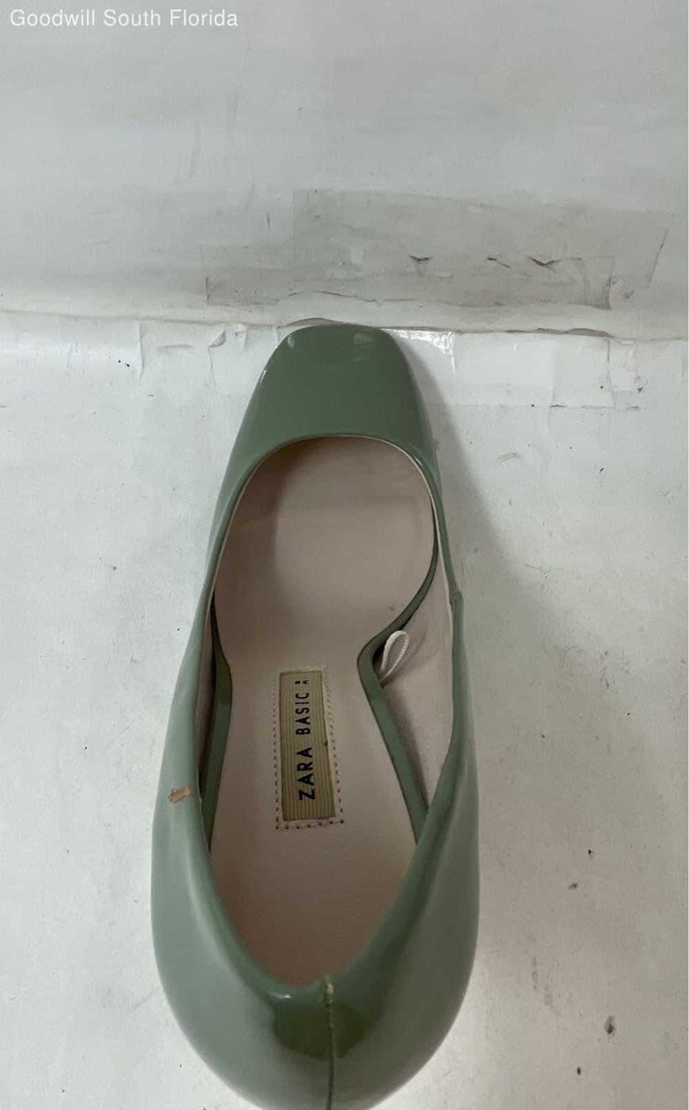 Zara Basic Womens Green Leather Slip-On Block Pum… - image 6