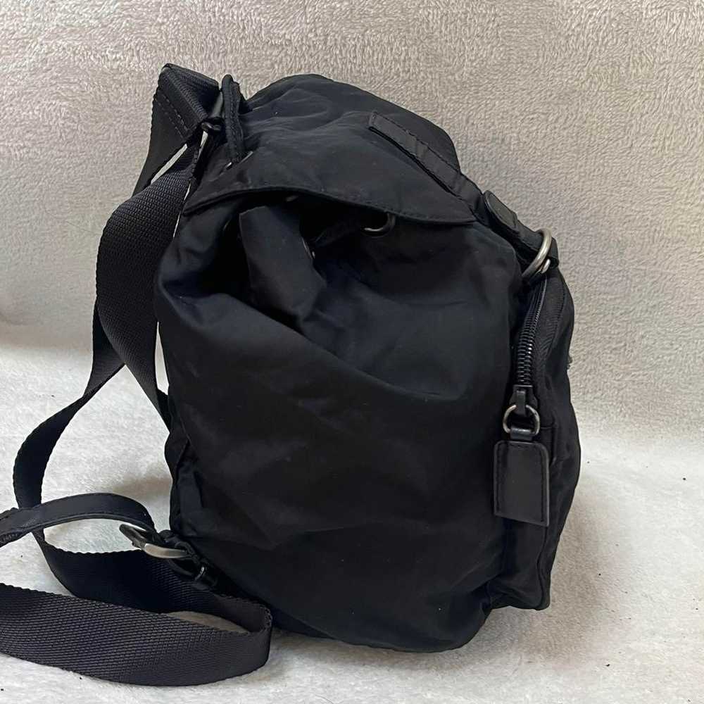 PRADA backpack triangle logo nylon leather black - image 3