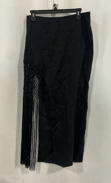 NWT Zara Womens Black Fringed Linen Side Slit Zipp