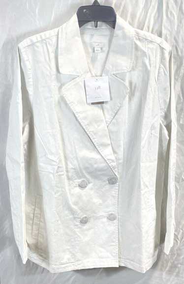 NWT J. Jill Womens White Long Sleeve Pockets Doubl