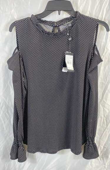 NWT Adrianna Papell Womens Black Polka Dot Ruffle 