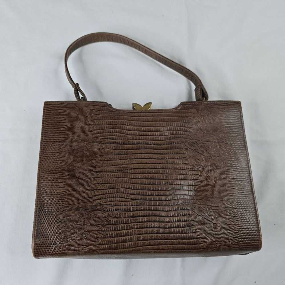 Vintage brown lizard skin purse 10x7 - image 1