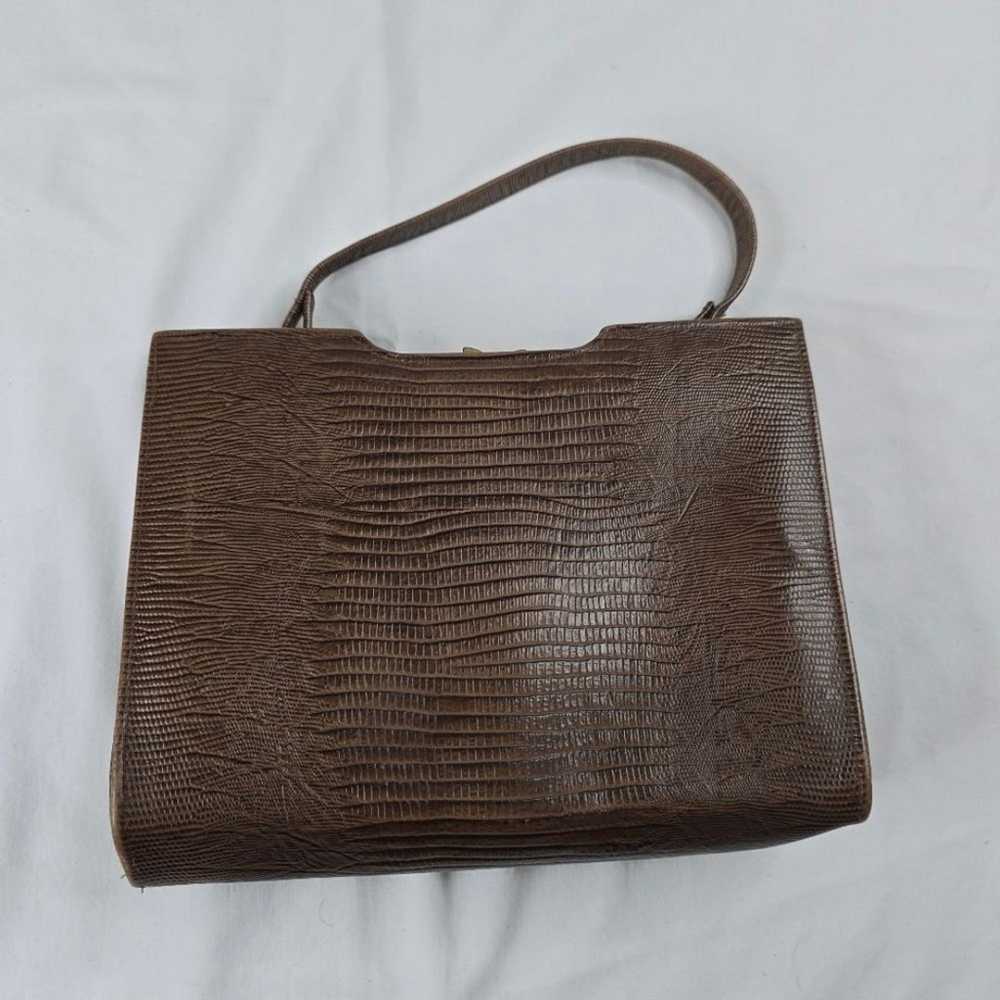 Vintage brown lizard skin purse 10x7 - image 4