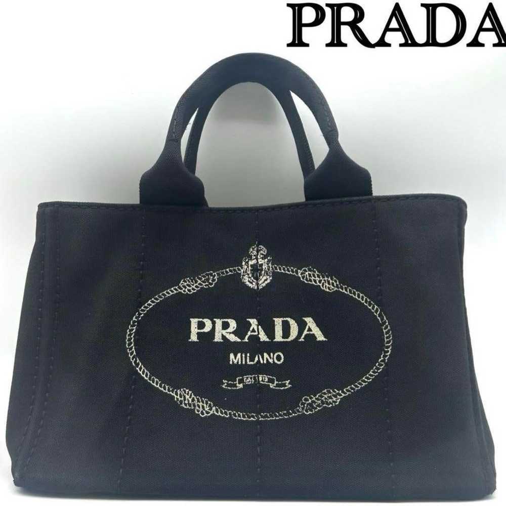 PRADA black canvas tote bag M size with white tag. - image 1