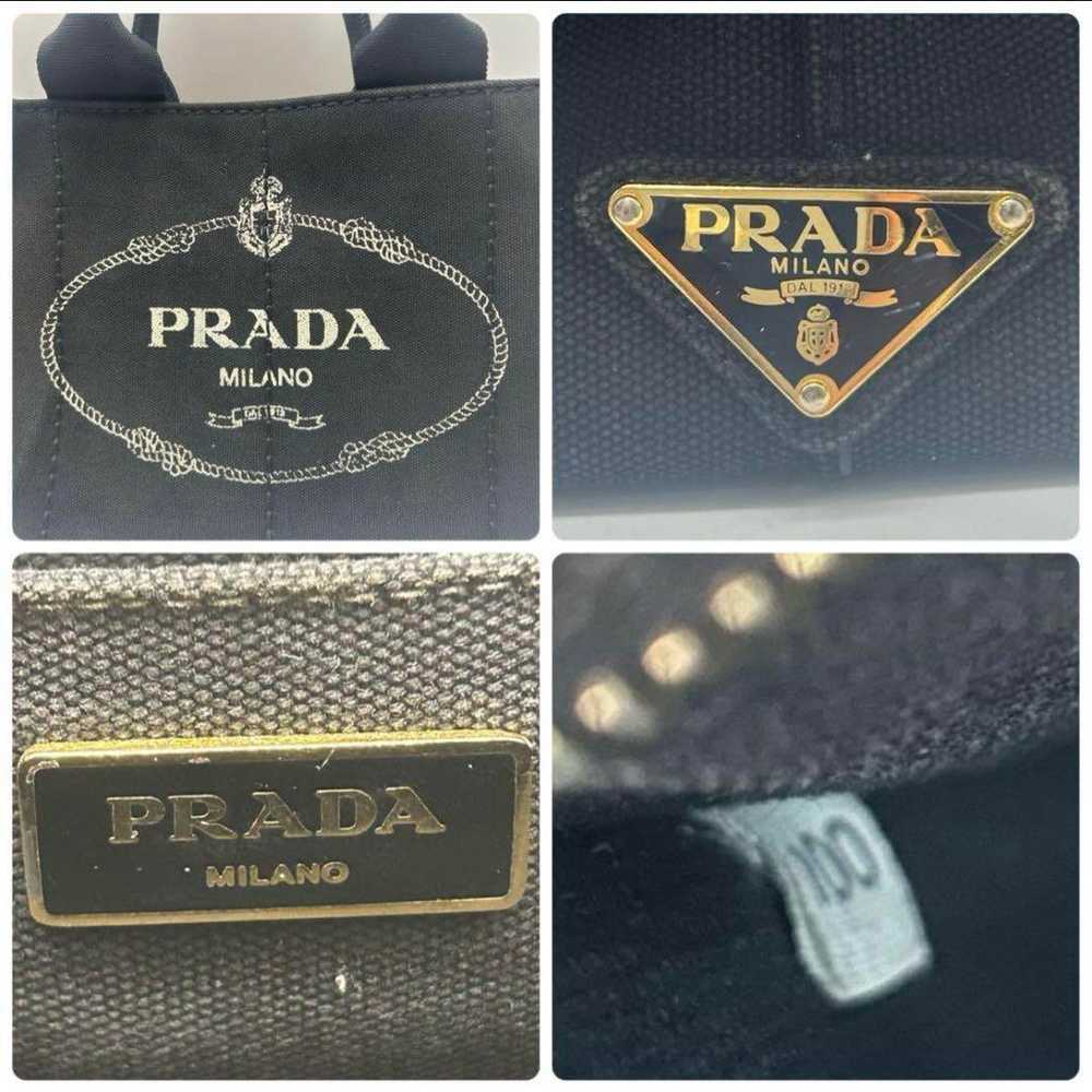 PRADA black canvas tote bag M size with white tag. - image 8