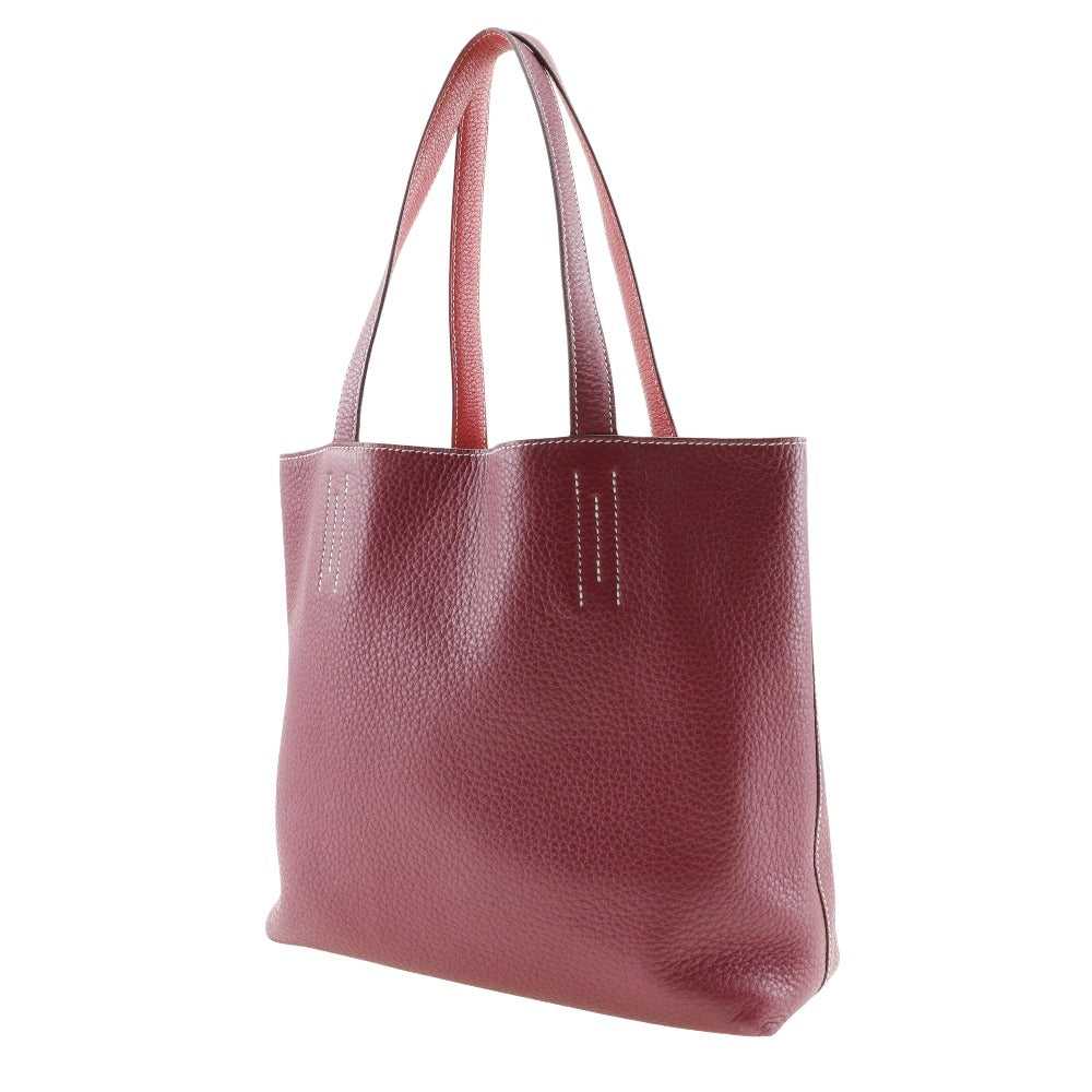 HERMES Tote Bag leather Red/pink reversible Doble… - image 2