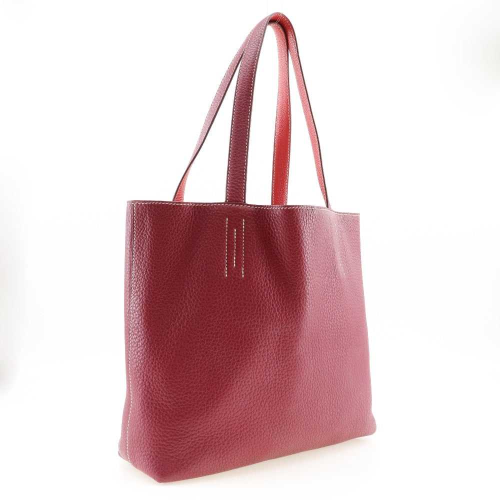 HERMES Tote Bag leather Red/pink reversible Doble… - image 3