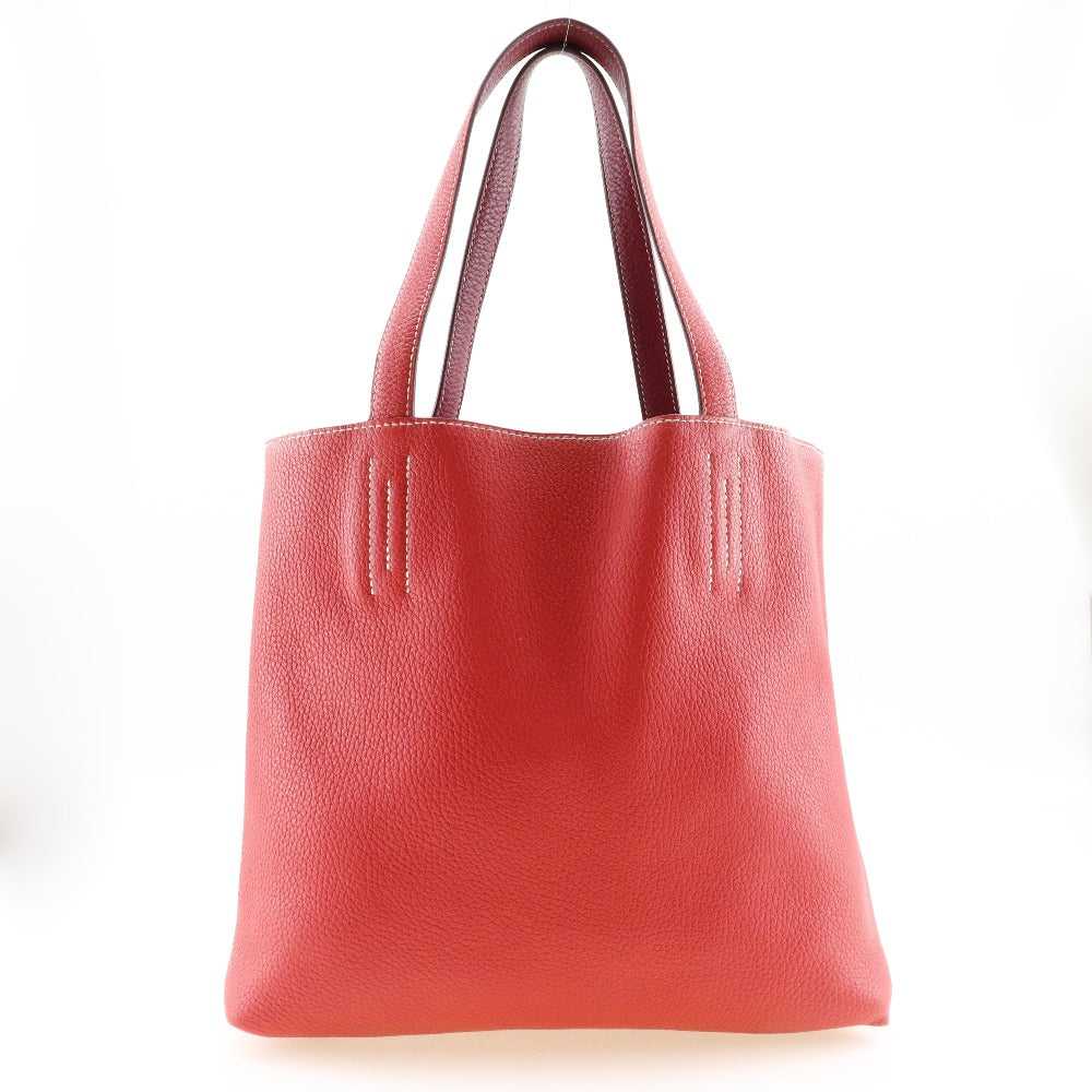 HERMES Tote Bag leather Red/pink reversible Doble… - image 5