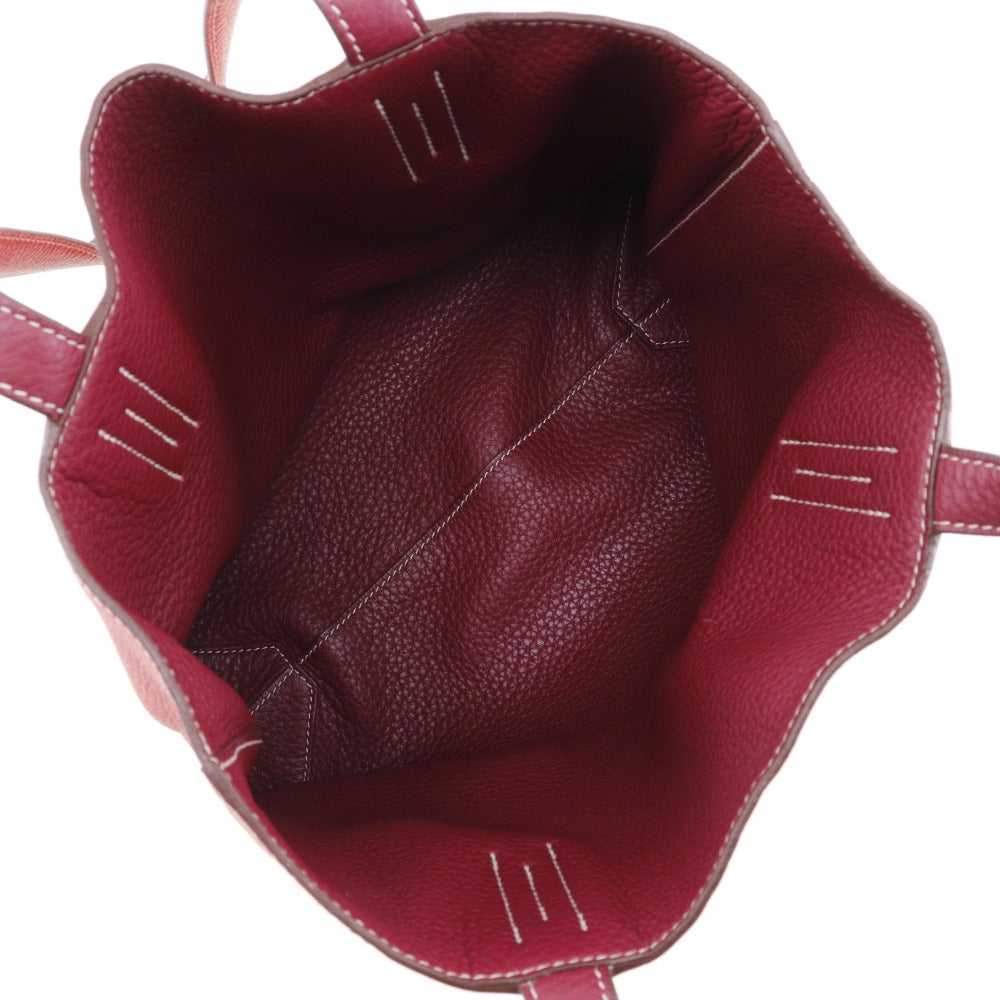 HERMES Tote Bag leather Red/pink reversible Doble… - image 7