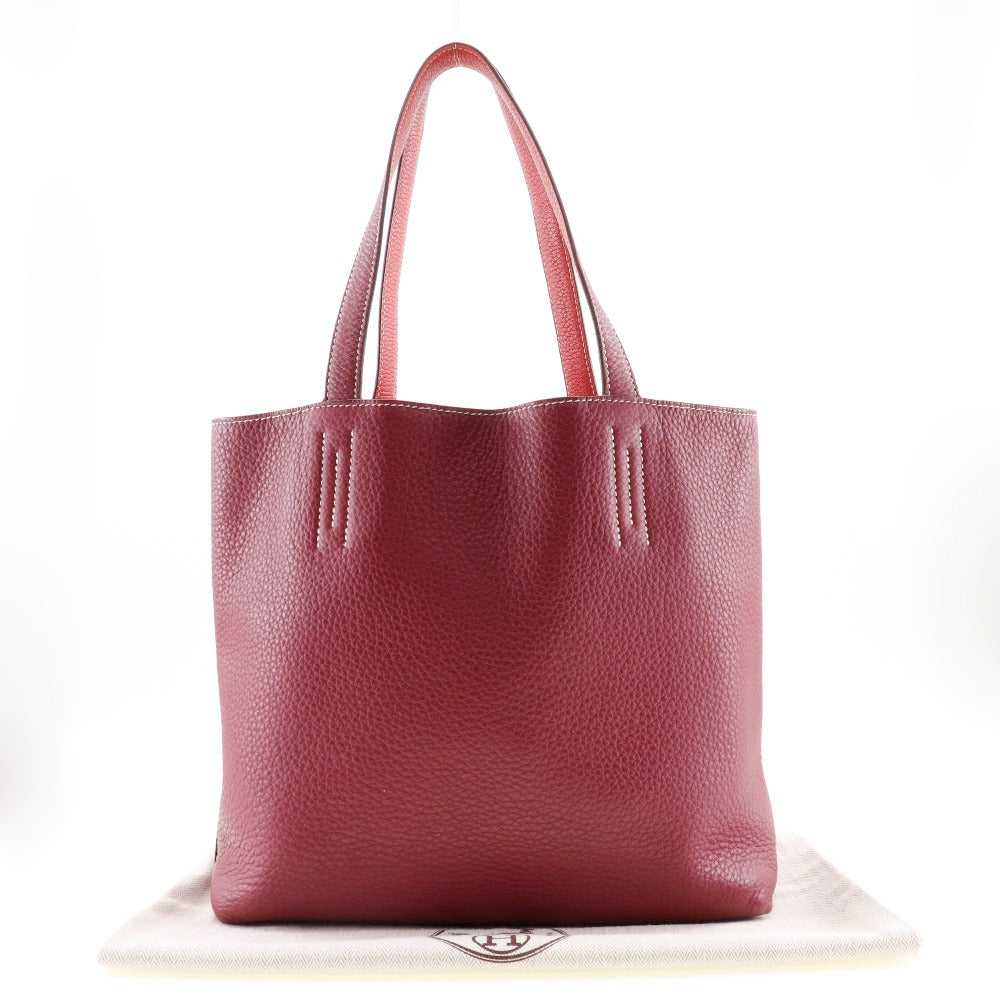 HERMES Tote Bag leather Red/pink reversible Doble… - image 9