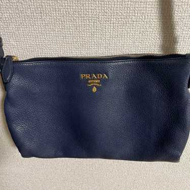 PRADA shoulder bag navy leather.