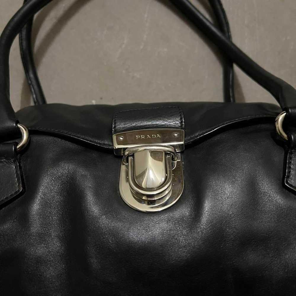 PRADA Leather Shoulder Bag Handbag Black - image 2