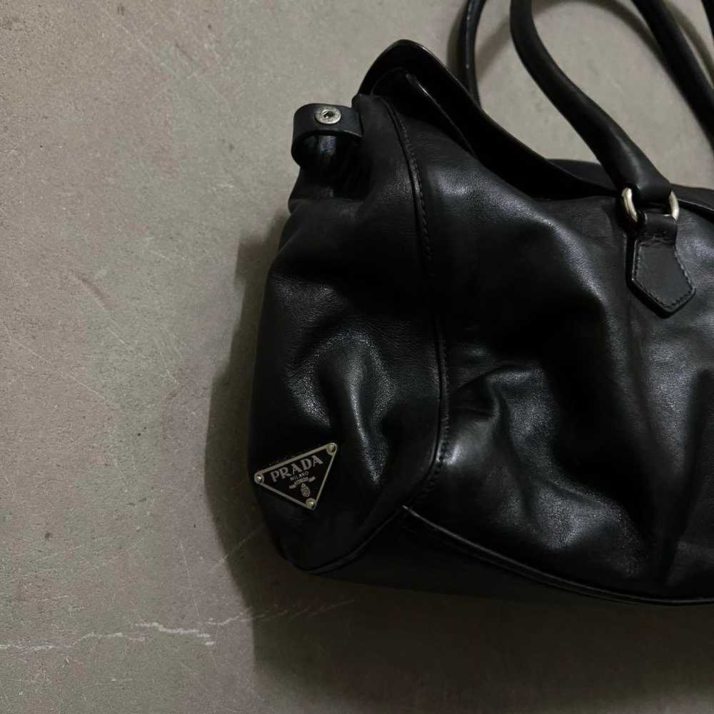 PRADA Leather Shoulder Bag Handbag Black - image 4