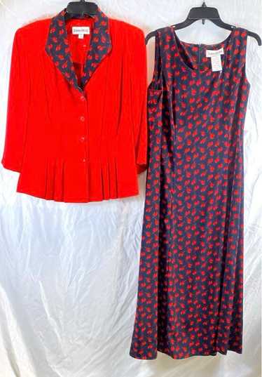 NWT Danny & Nicole Womens Black Red Floral 2 Piece