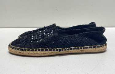 Tory Burch Canvas Pearl Logo Espadrille Flats Bla… - image 1