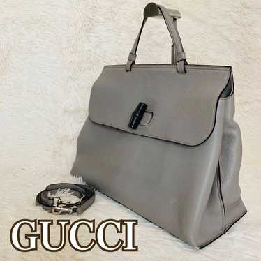 【Excellent condition】GUCCI Bamboo Daily 2WAY Gray… - image 1