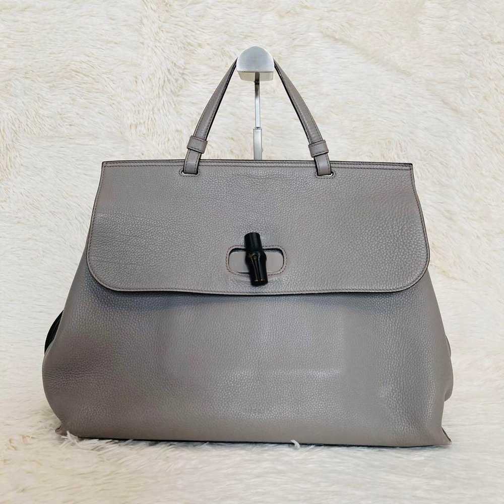 【Excellent condition】GUCCI Bamboo Daily 2WAY Gray… - image 2