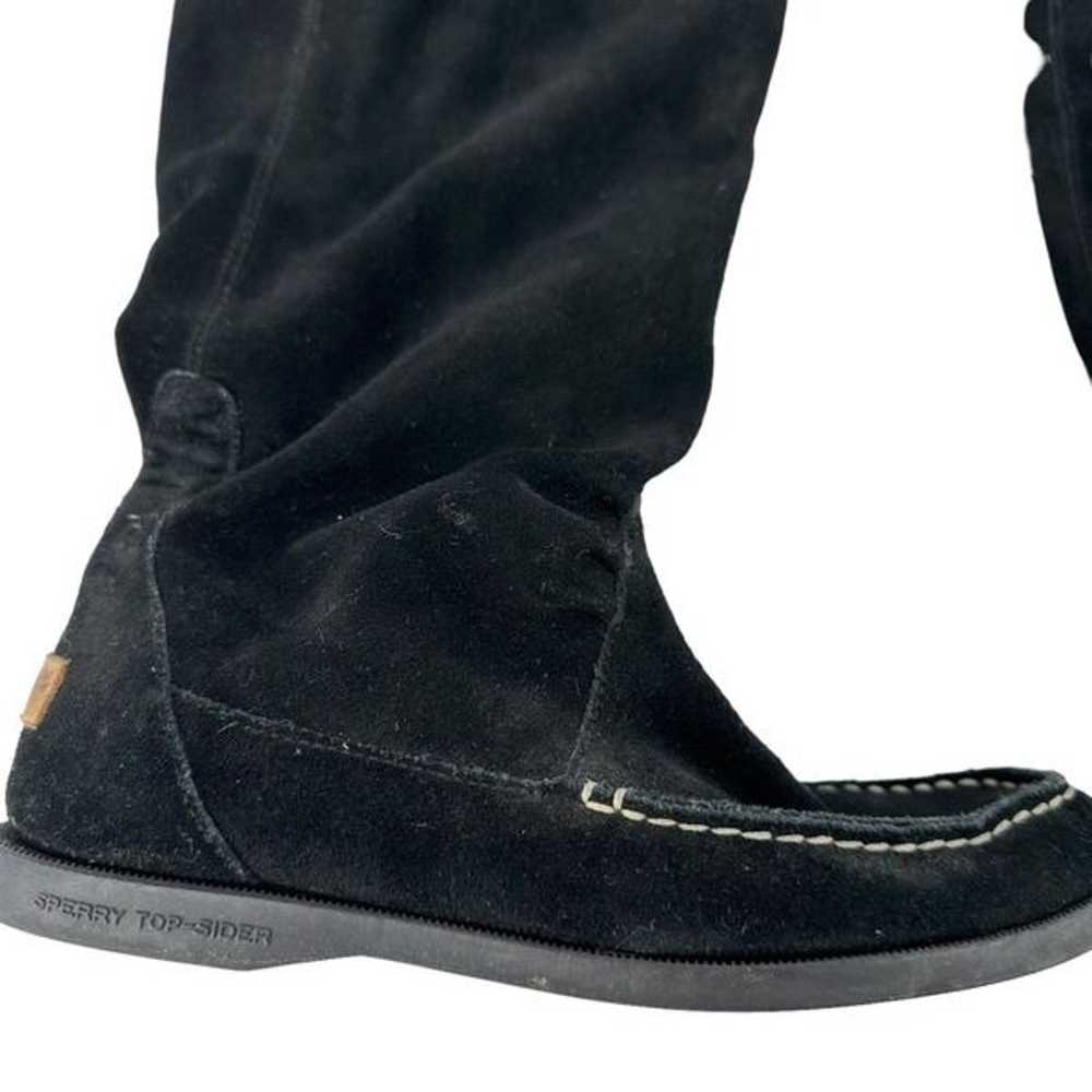 Sperry Moccasin Boots Black Suede Leather Tall Pu… - image 2