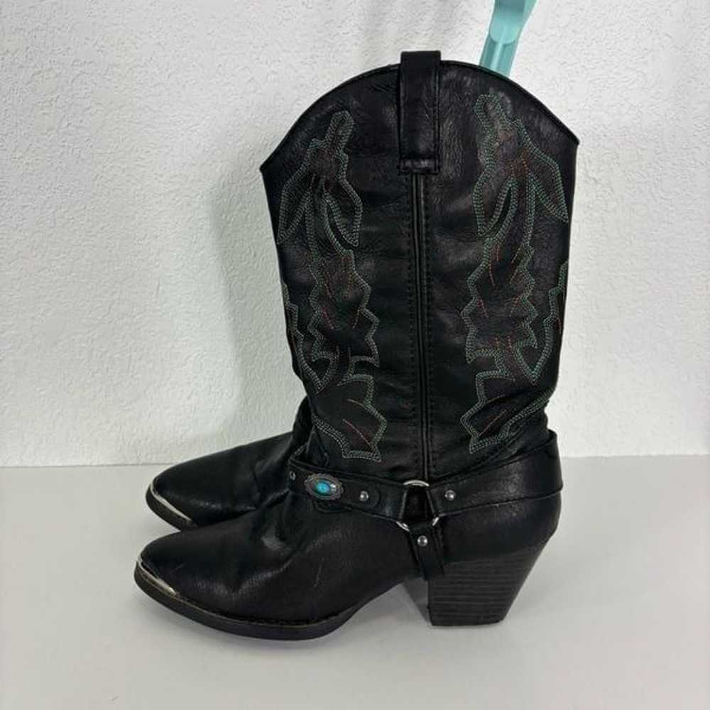 Dingo Black Leather with Teal & Orange Patterned … - image 1