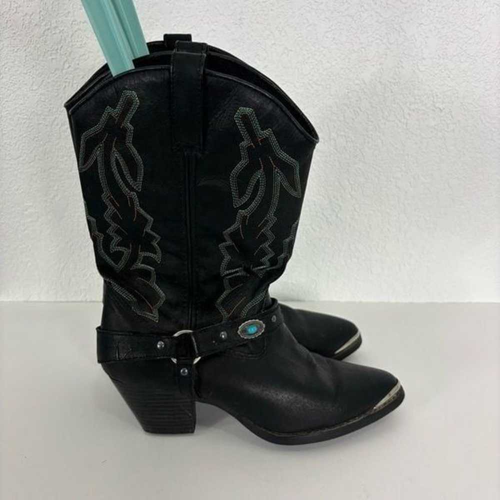 Dingo Black Leather with Teal & Orange Patterned … - image 2