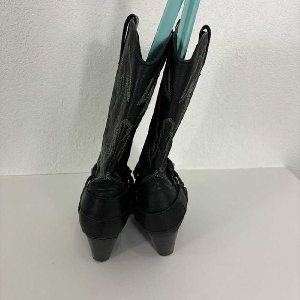 Dingo Black Leather with Teal & Orange Patterned … - image 3