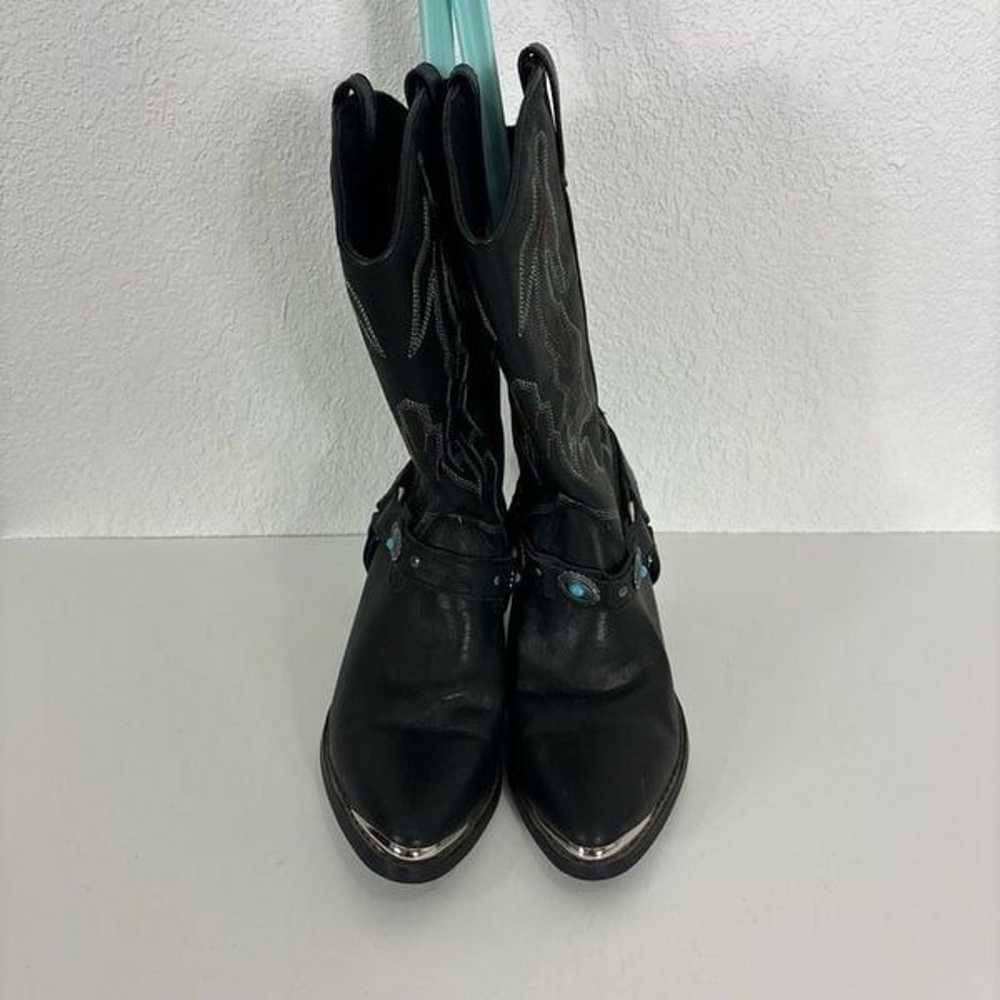 Dingo Black Leather with Teal & Orange Patterned … - image 4