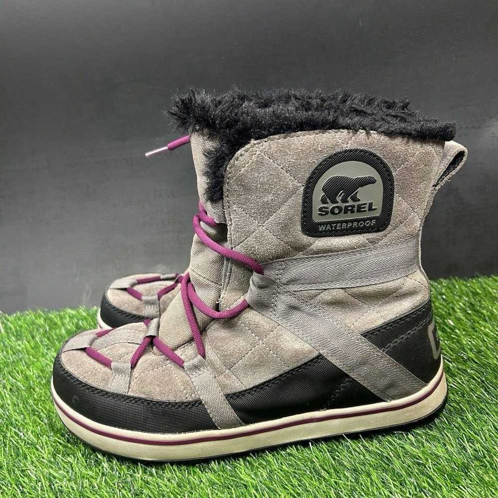 Sorel Glacy Explorer Boots Womens 10 Gray Purple … - image 5