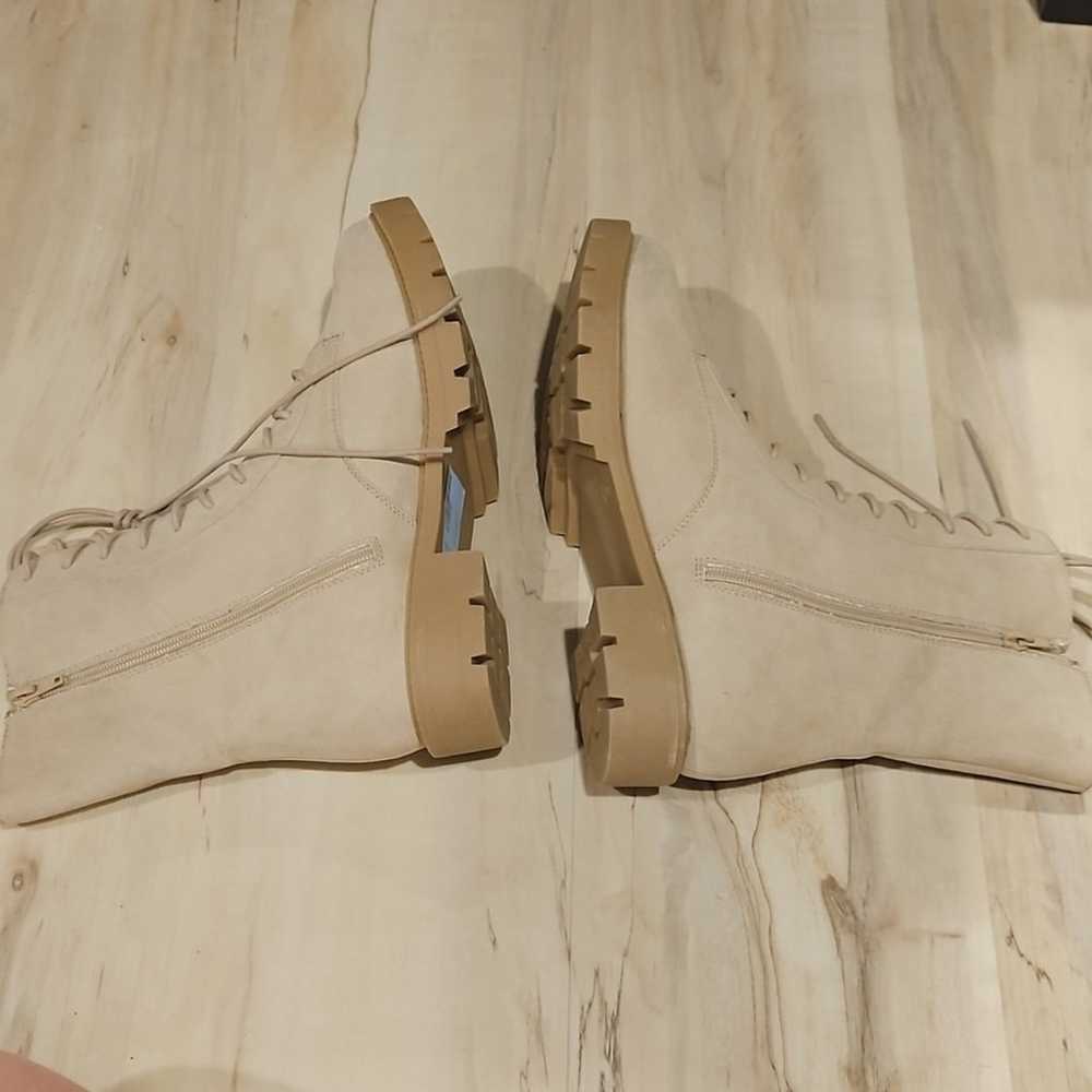 NEW! LOFT Vegan Suede Ivory Tan Lace Up Combat Bo… - image 9