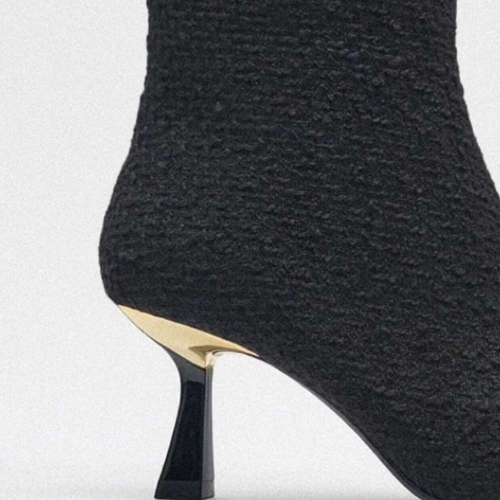 Zara Fabric Ankle Heel Boots Pointed Toe Metallic… - image 3