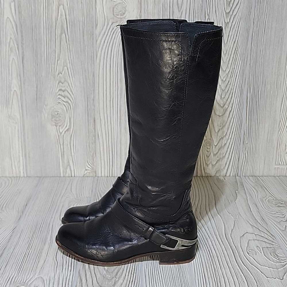 UGG Black Leather Tall Harness Boots Women's 5 - image 5