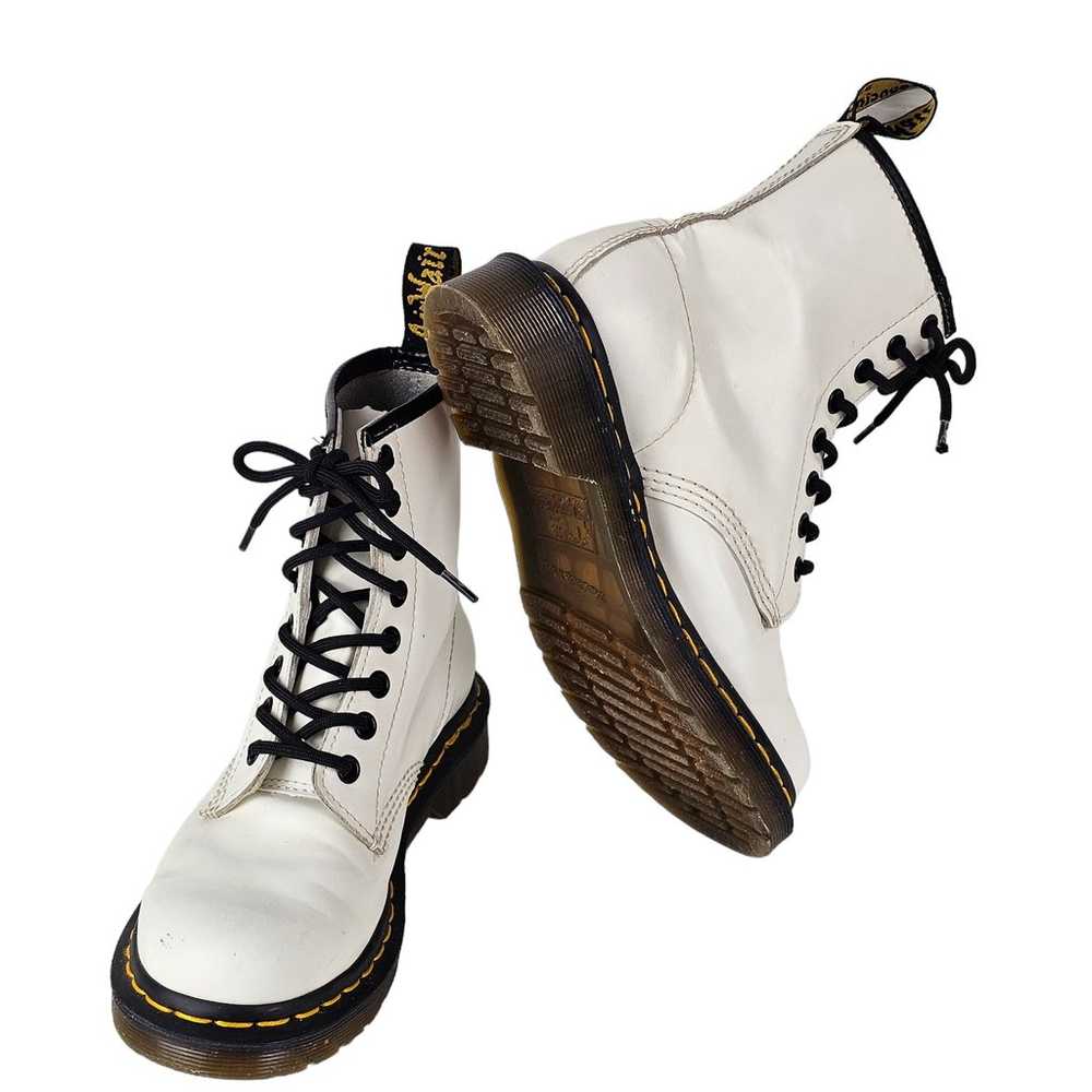 Dr Doc Martens Zavala white leather lace up ankle… - image 2