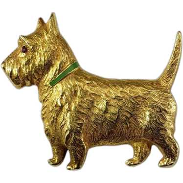 14 Karat Yellow Gold Scottish Terrier Brooch/Pin #