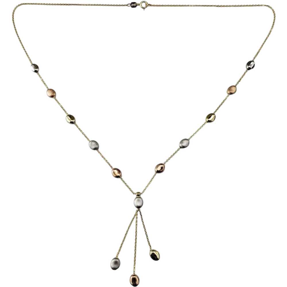 14K Tricolor Gold Pebble Y Drop Necklace #19074 - image 1