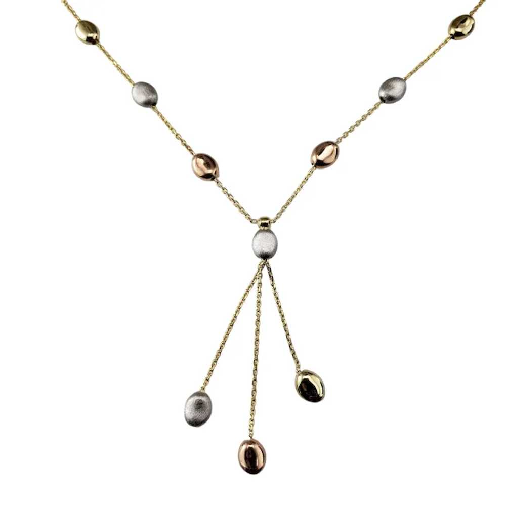 14K Tricolor Gold Pebble Y Drop Necklace #19074 - image 2