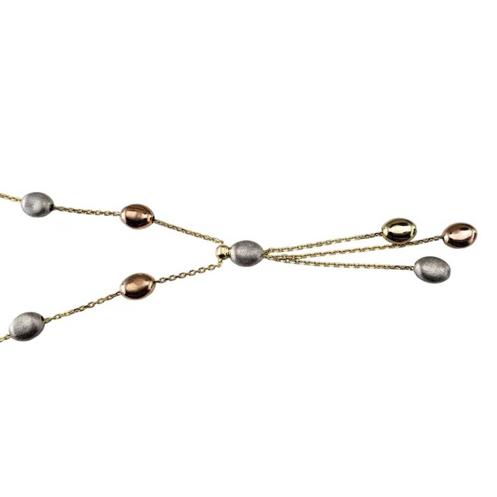 14K Tricolor Gold Pebble Y Drop Necklace #19074 - image 3