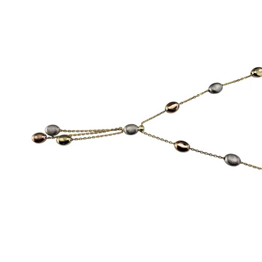 14K Tricolor Gold Pebble Y Drop Necklace #19074 - image 4