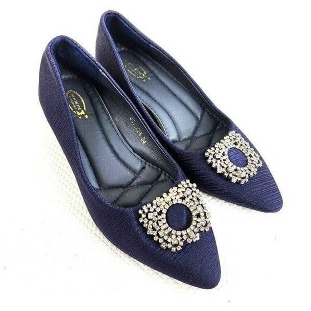 Vintage 60s Womens Size 4 Navy Blue Shoes Heels M… - image 1